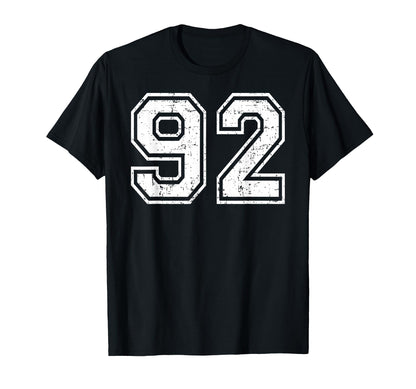 92 Number Ninety Two Team Sports Grunge T-Shirt - Unique Graphic Unisex - T-Shirt, Sweatshirt, Hoodie