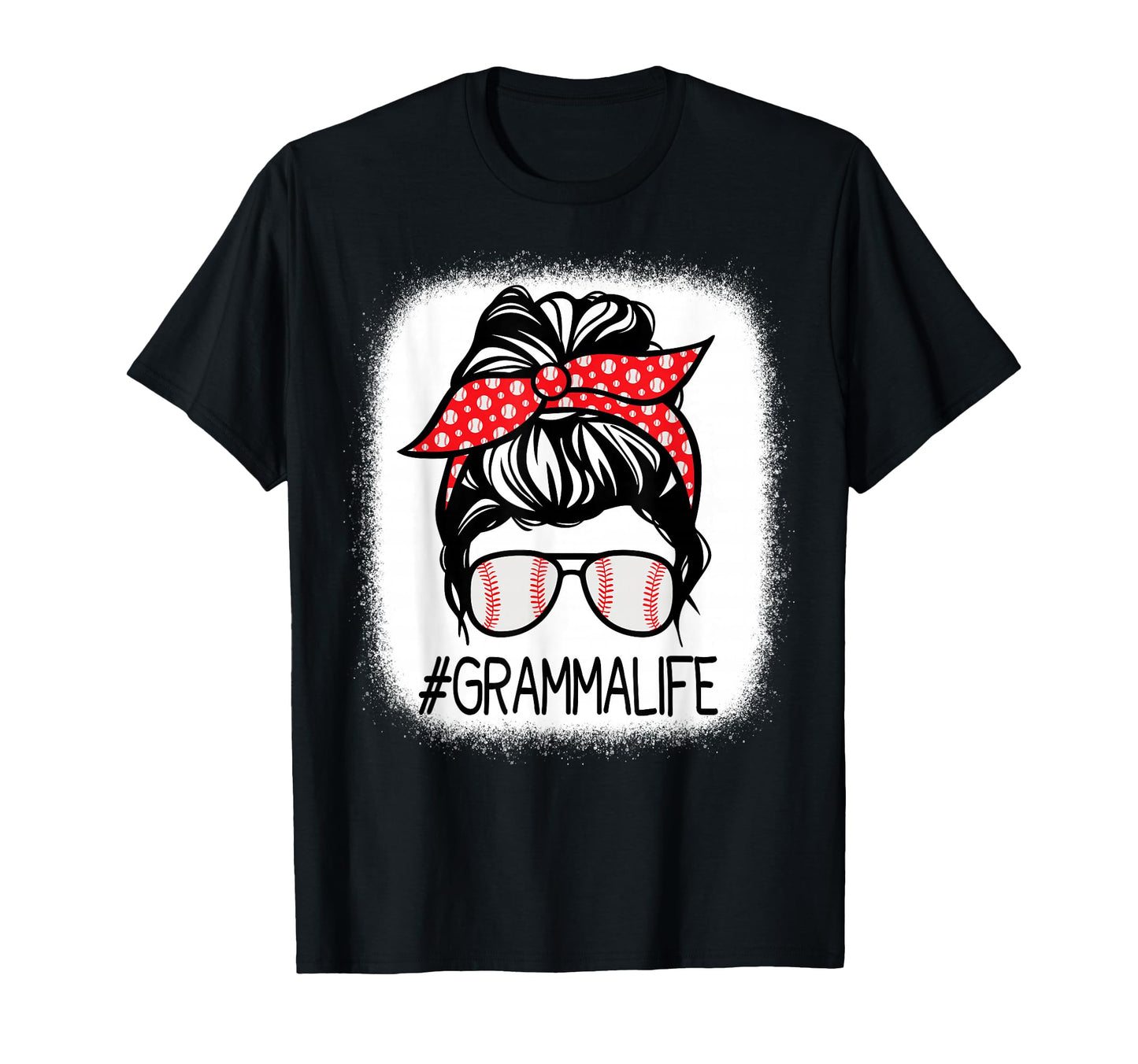 Gramma Bleached Messy Bun Baseball T-Shirt - Novelty Apparel Men Women - T-Shirt, Sweatshirt, Hoodie