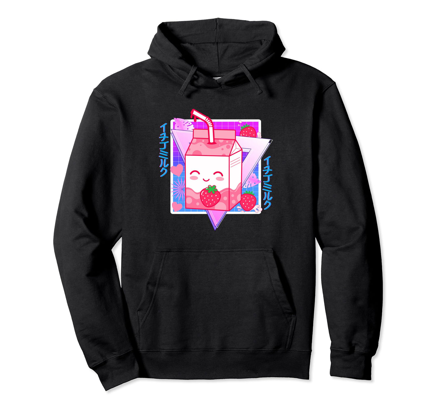 Strawberry Milk Carton Vaporwave Hoodie - Streetwear Style for Adults - T-Shirt, Sweatshirt, Hoodie