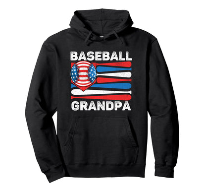 Baseball Grandpa American Flag 4Th Hoodie - Aesthetic Graphic for Adults - T-Shirt, Sweatshirt, Hoodie