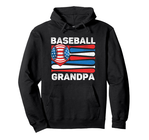 Baseball Grandpa American Flag 4Th Hoodie - Aesthetic Graphic for Adults - T-Shirt, Sweatshirt, Hoodie
