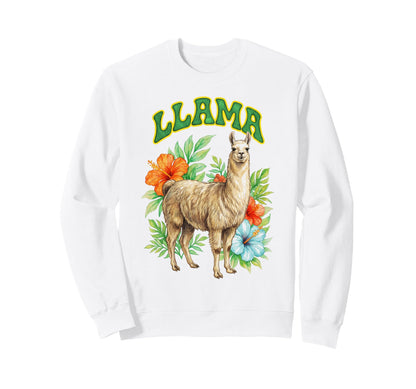 Llama Groovy Floral Llama Watercolor Sweatshirt - Minimalist Print Unisex - T-Shirt, Sweatshirt, Hoodie