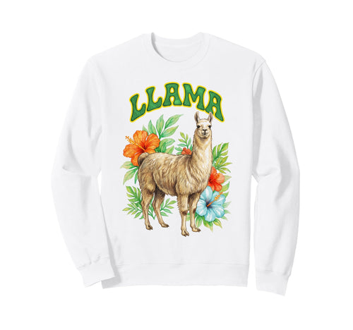 Llama Groovy Floral Llama Watercolor Sweatshirt - Minimalist Print Unisex - T-Shirt, Sweatshirt, Hoodie
