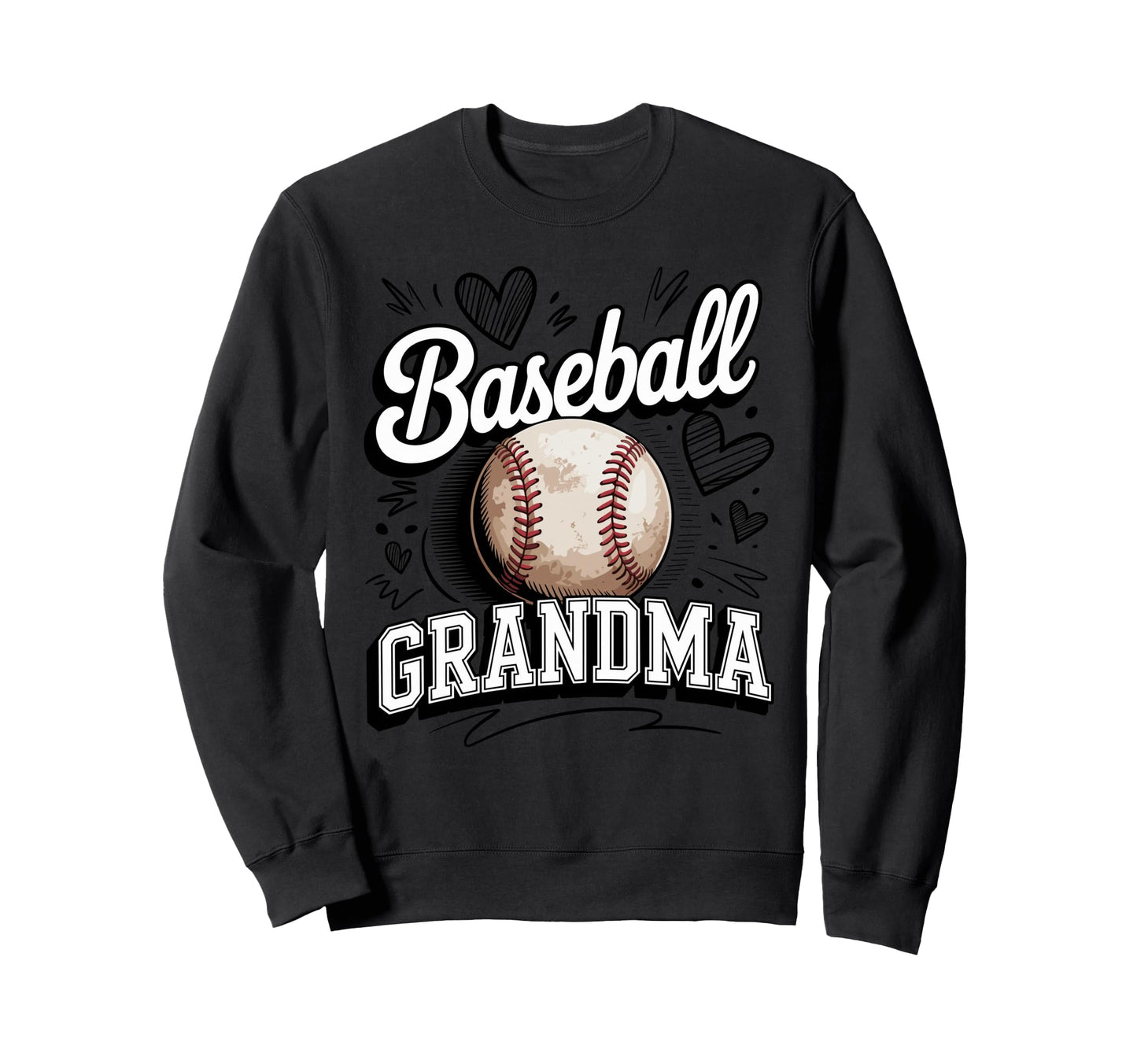 Baseball Grandma Game Day Heart Team Sweatshirt - Novelty Apparel Unisex - T-Shirt, Sweatshirt, Hoodie