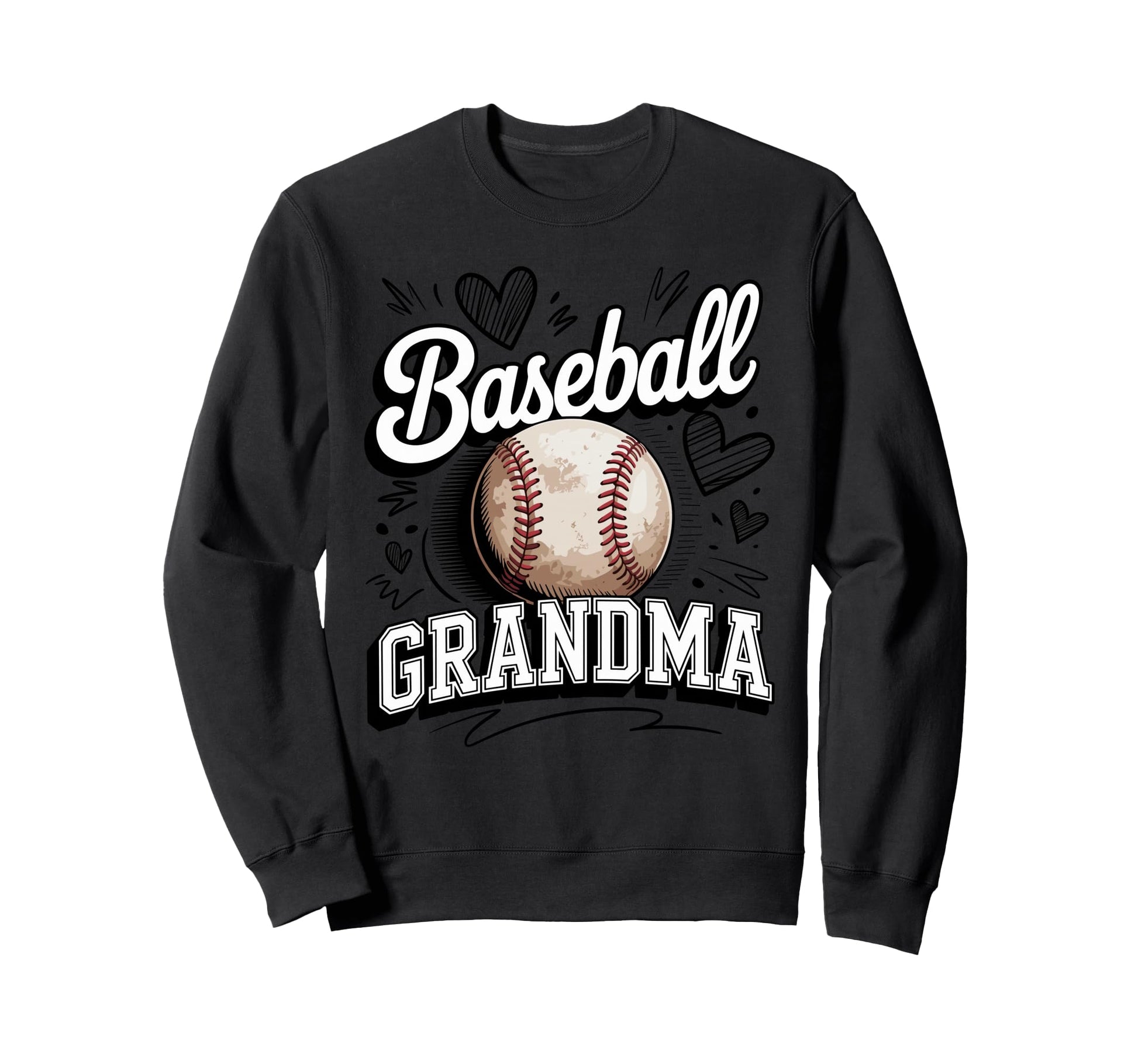 Baseball Grandma Game Day Heart Team Sweatshirt - Novelty Apparel Unisex - T-Shirt, Sweatshirt, Hoodie