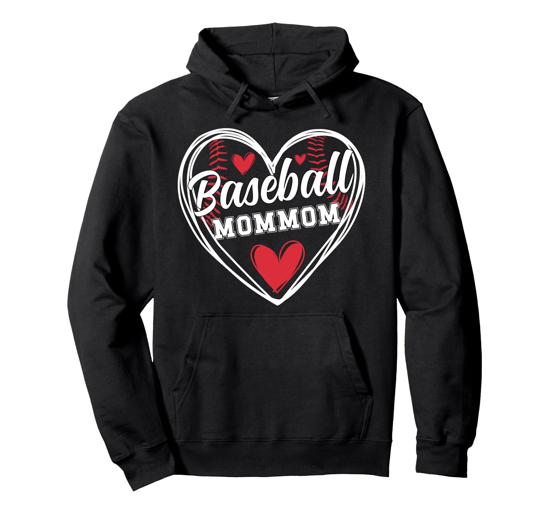 Baseball Mommom Heart Mommom Baseball Hoodie - Trendy Graphic for Adults - T-Shirt, Sweatshirt, Hoodie