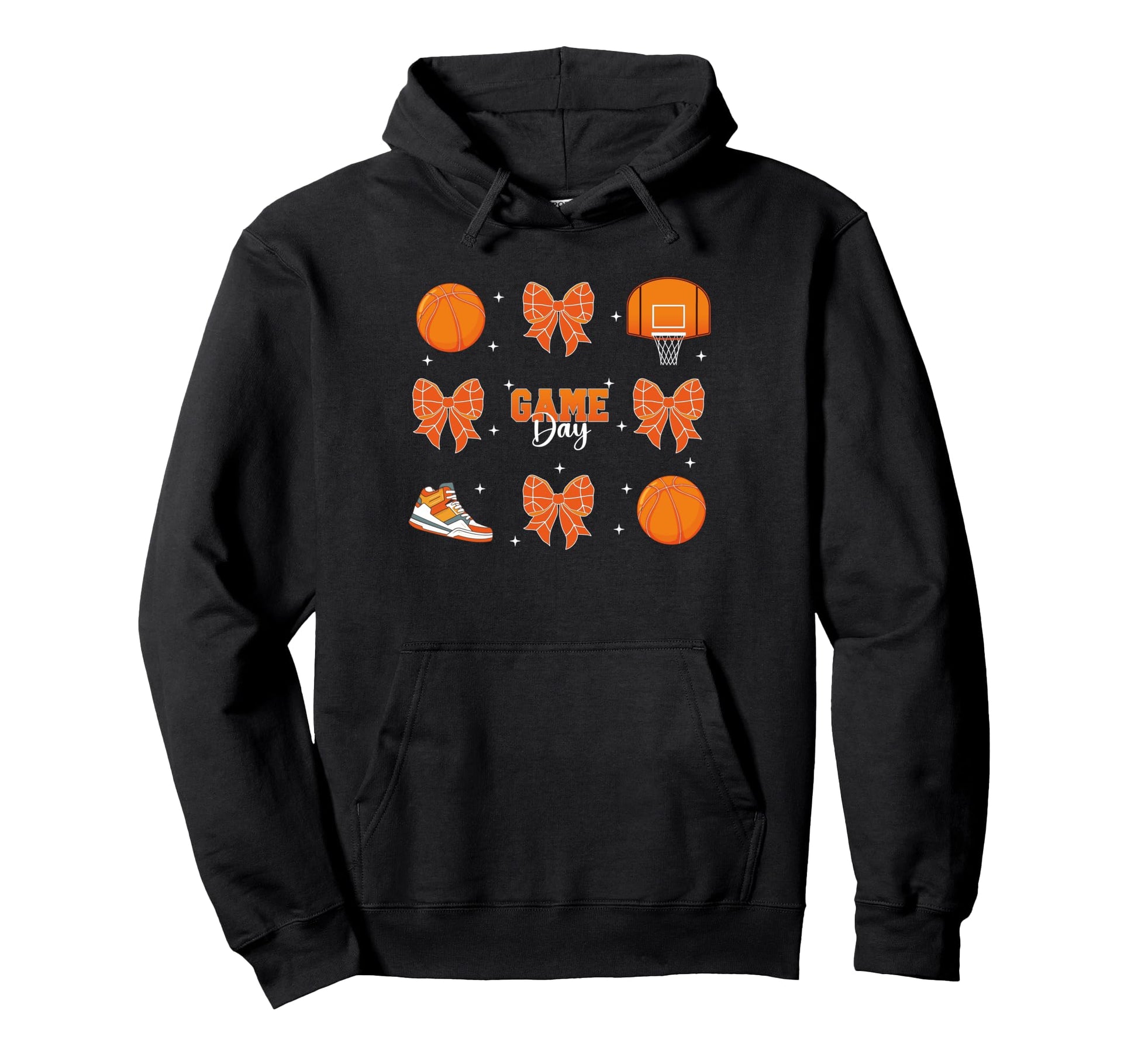 Coquette Basketball Bow Game Day Cheer Hoodie - Streetwear Style Unisex - T-Shirt, Sweatshirt, Hoodie