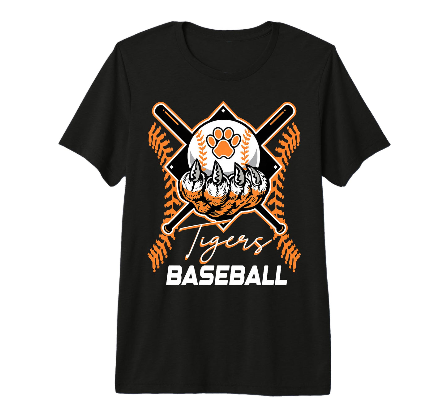 Tigers Baseball Mom Game Day Paw Orange T-Shirt - Graphic Print Men Women - T-Shirt, Sweatshirt, Hoodie