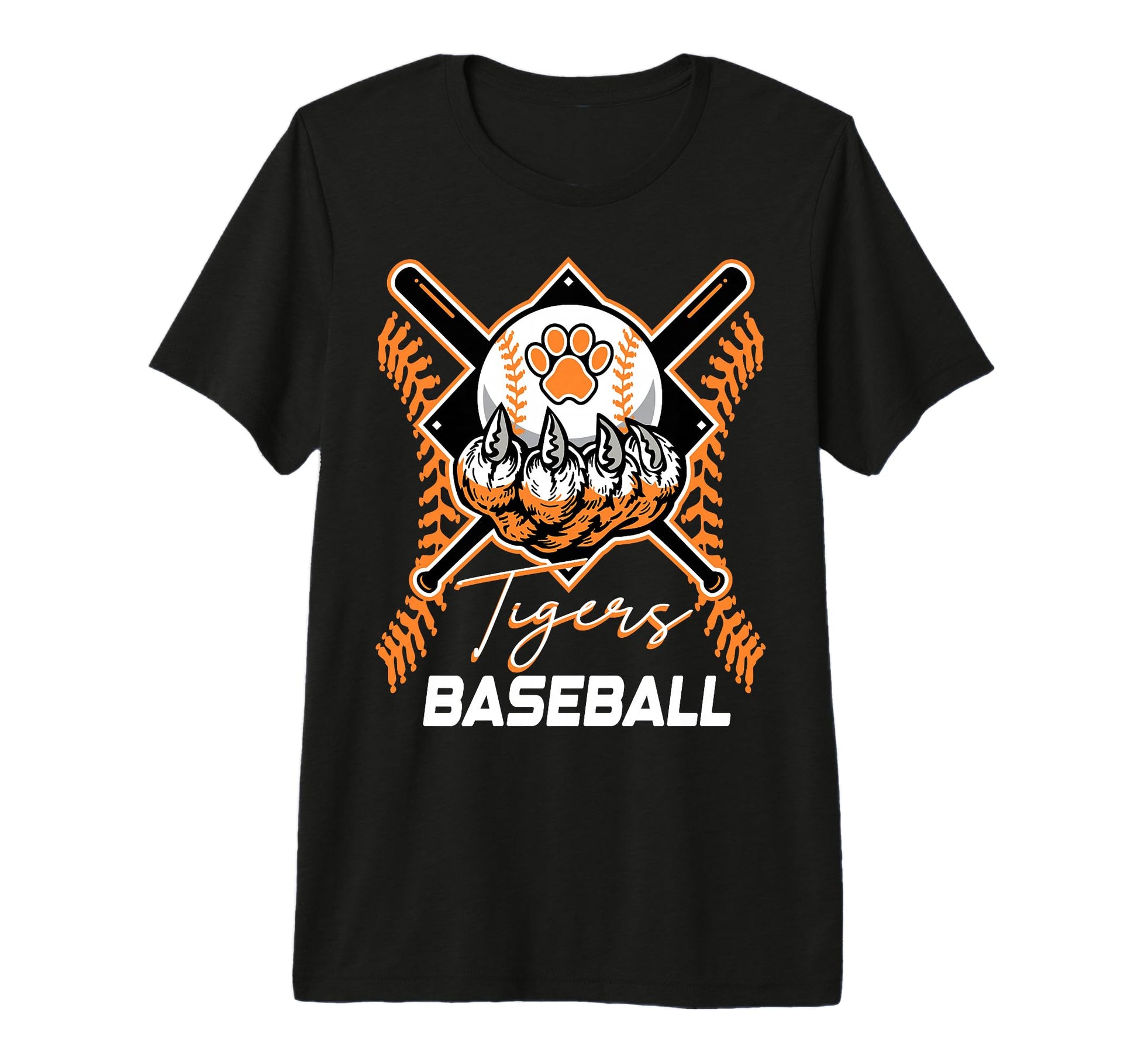Tigers Baseball Mom Game Day Paw Orange T-Shirt - Graphic Print Men Women - T-Shirt, Sweatshirt, Hoodie
