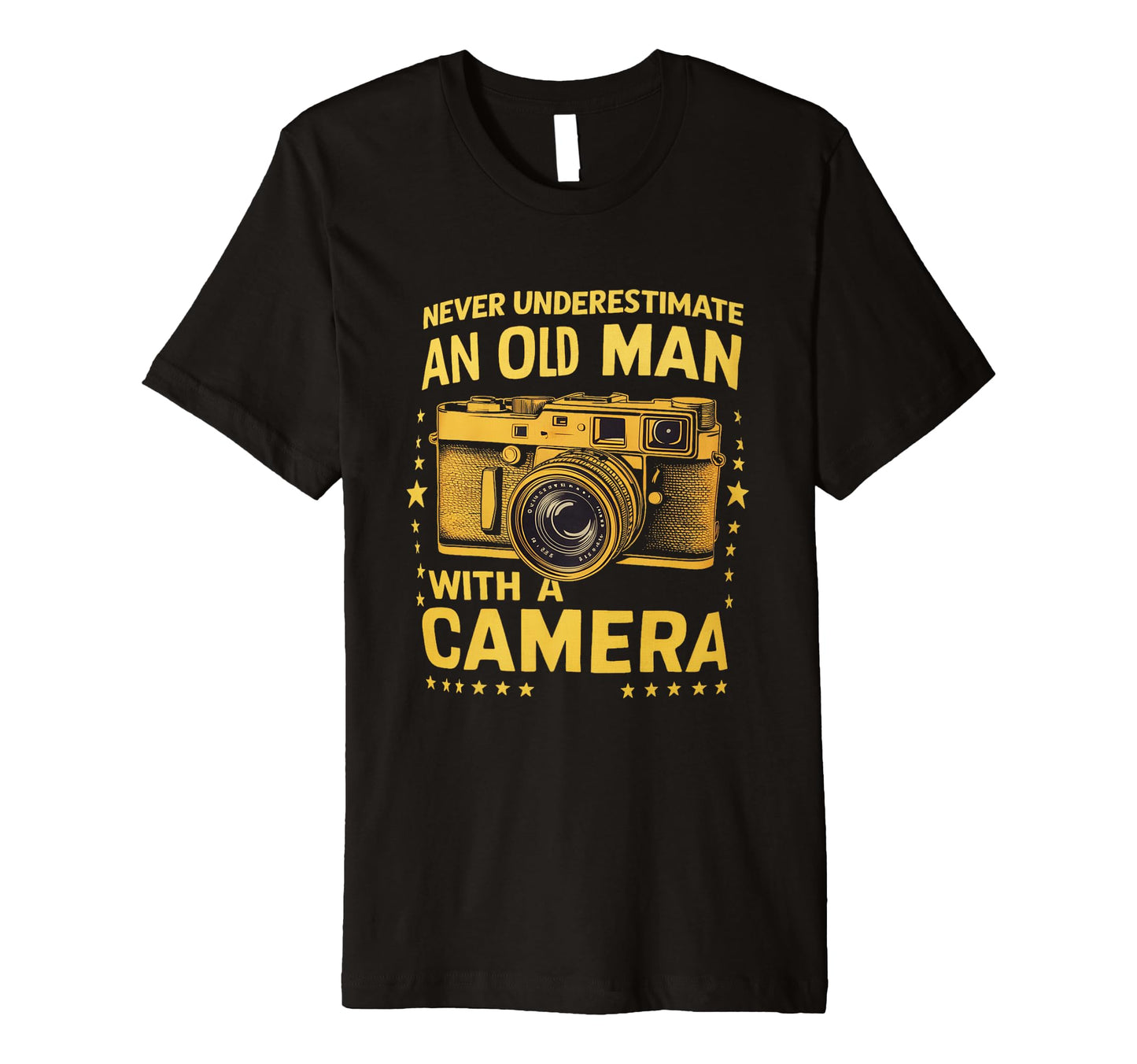 Never Underestimate Old Camera T-Shirt - Fun Novelty Design for Adults - T-Shirt, Sweatshirt, Hoodie