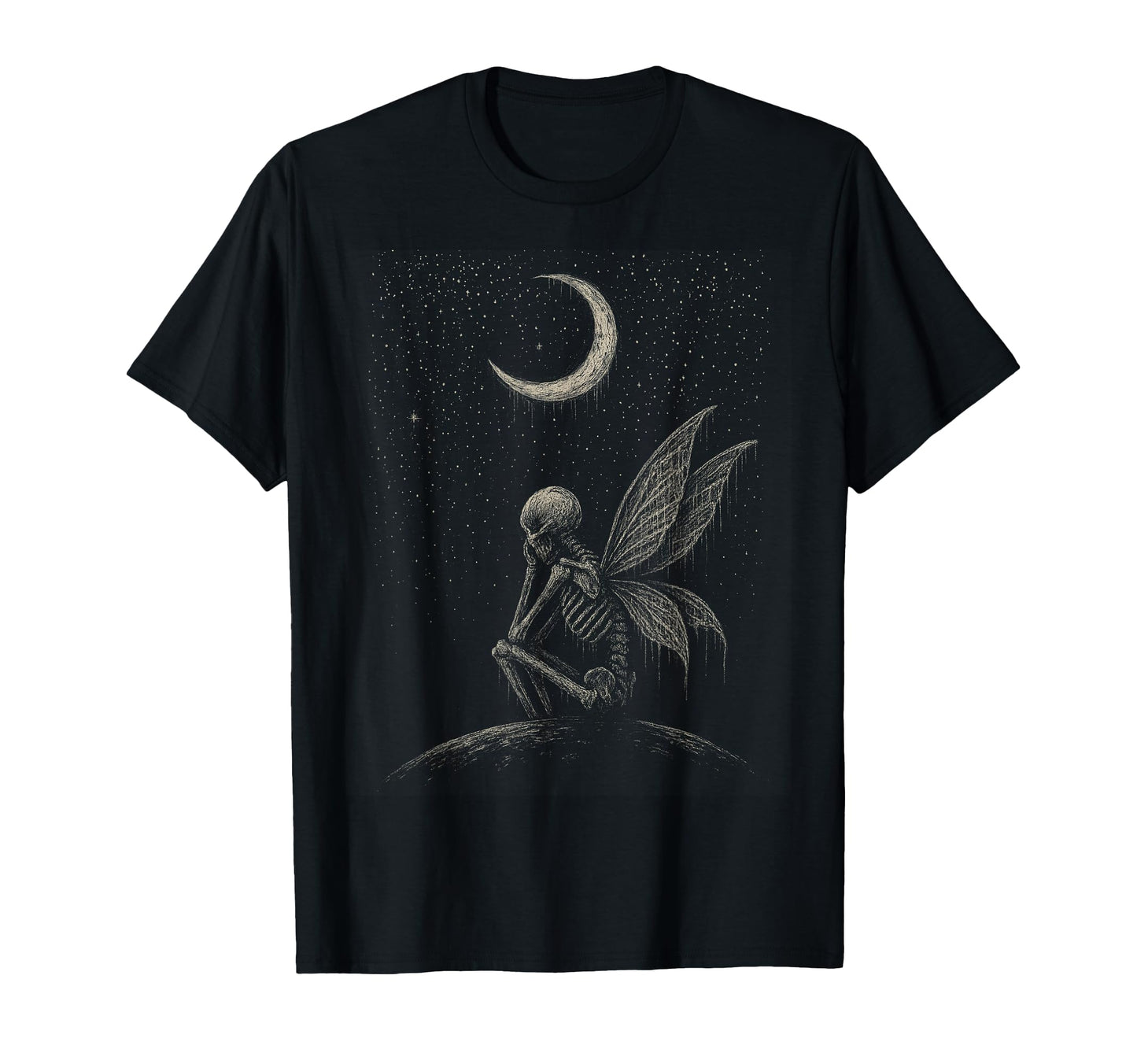 Fairycore Emo Goth Crying Skeleton T-Shirt - Aesthetic Graphic Unisex - T-Shirt, Sweatshirt, Hoodie