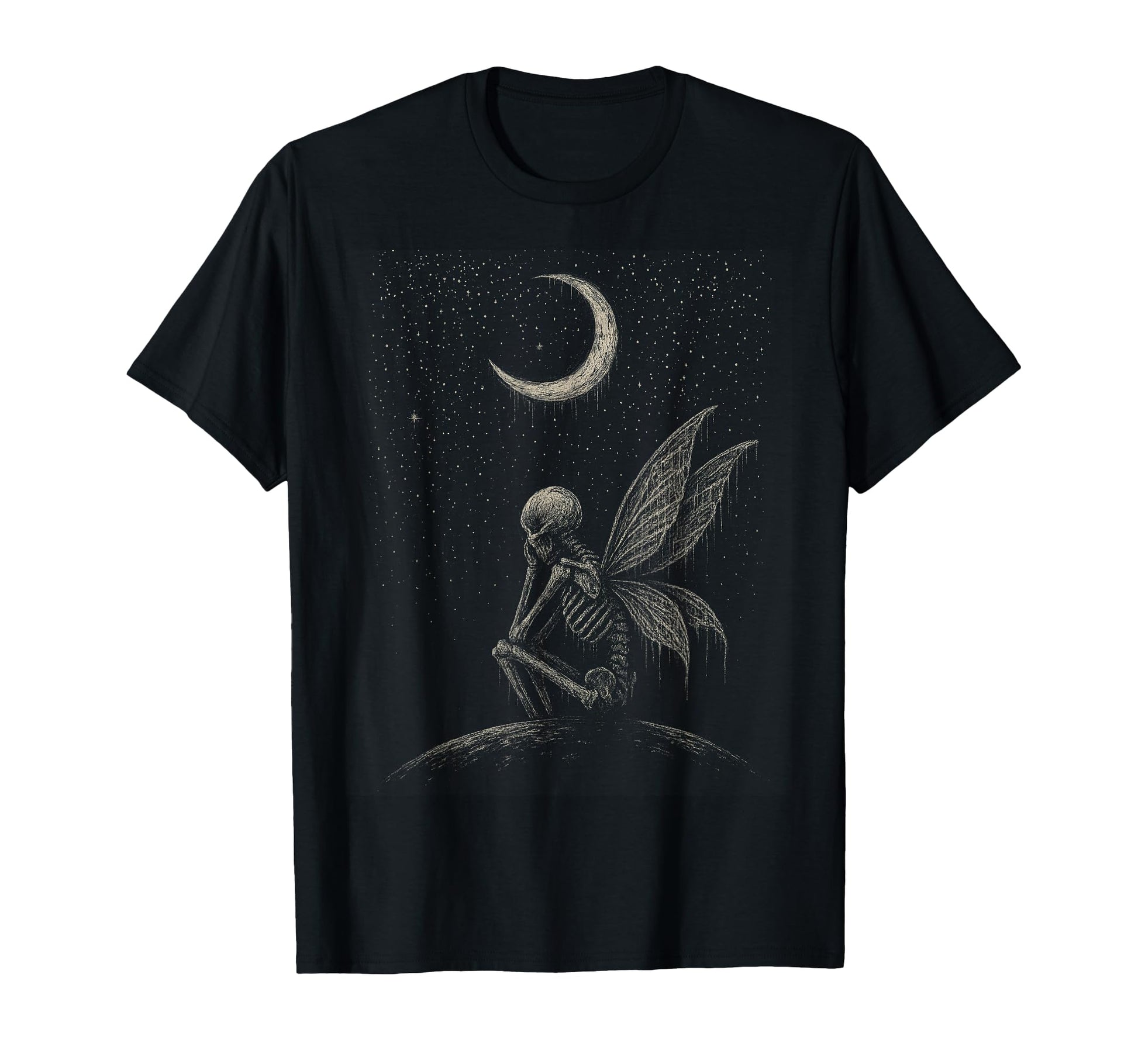 Fairycore Emo Goth Crying Skeleton T-Shirt - Aesthetic Graphic Unisex - T-Shirt, Sweatshirt, Hoodie
