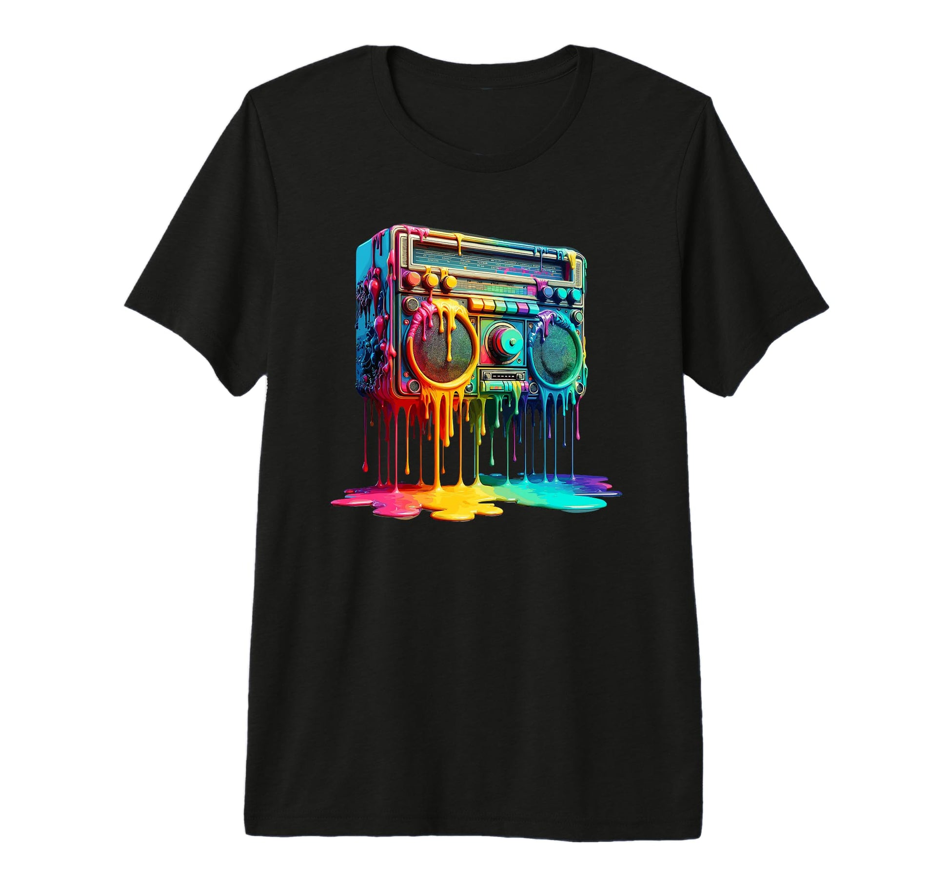 Dripping Paint Boombox Old School T-Shirt - Streetwear Style for Adults - T-Shirt, Sweatshirt, Hoodie