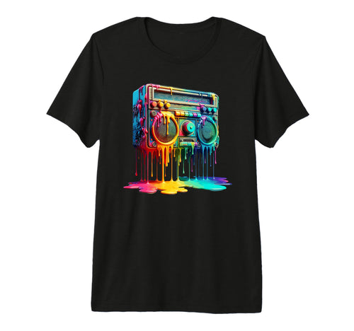 Dripping Paint Boombox Old School T-Shirt - Streetwear Style for Adults - T-Shirt, Sweatshirt, Hoodie