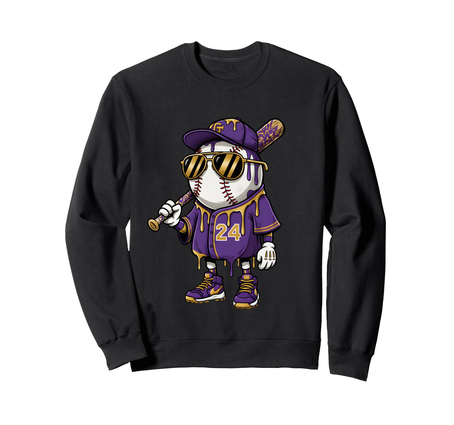 Dripping Baseball Player Sweatshirt - Casual Everyday Wear Unisex - T-Shirt, Sweatshirt, Hoodie