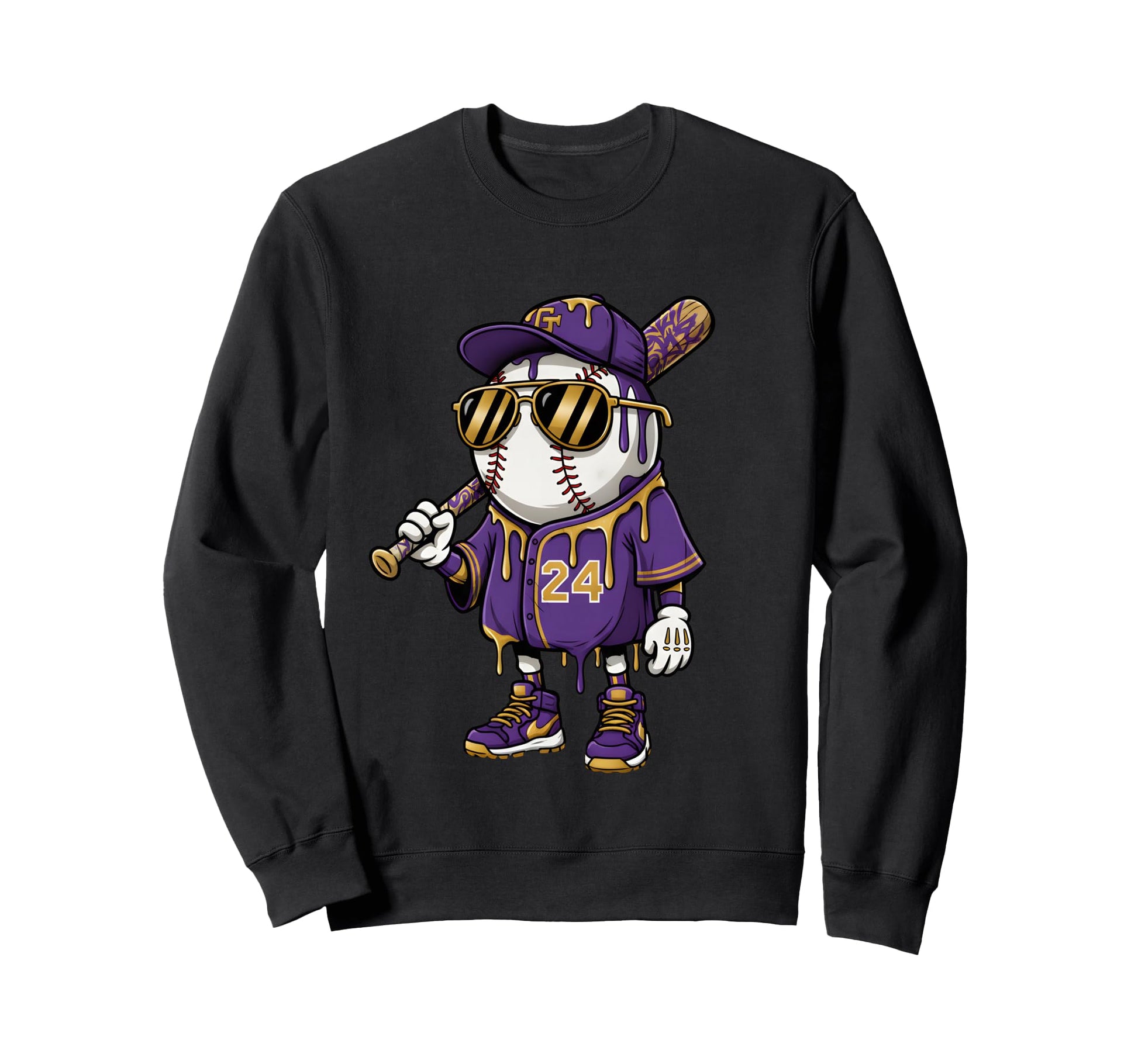 Dripping Baseball Player Sweatshirt - Casual Everyday Wear Unisex - T-Shirt, Sweatshirt, Hoodie