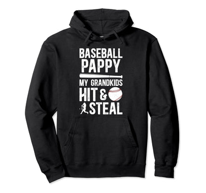 Baseball Pappy Grandpa Funny Pappy Hoodie - Fun Novelty Design Men Women - T-Shirt, Sweatshirt, Hoodie