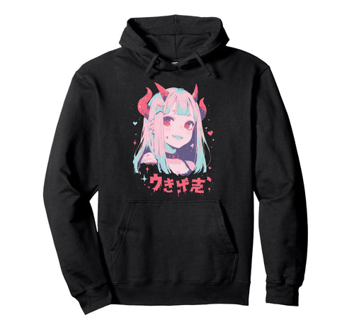 Goth Grunge Demon Anime Waifu Horror Hoodie - Novelty Apparel for Adults - T-Shirt, Sweatshirt, Hoodie