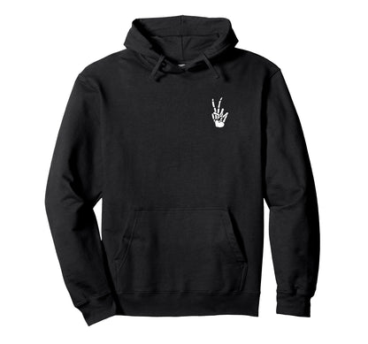 Skeleton Hand Peace Sign Bone Hoodie - Streetwear Style for Adults - T-Shirt, Sweatshirt, Hoodie