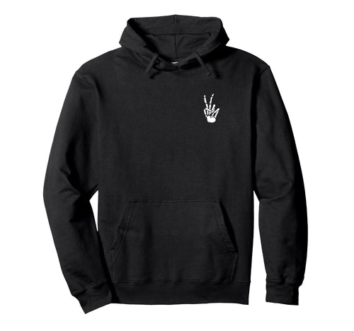 Skeleton Hand Peace Sign Bone Hoodie - Streetwear Style for Adults - T-Shirt, Sweatshirt, Hoodie
