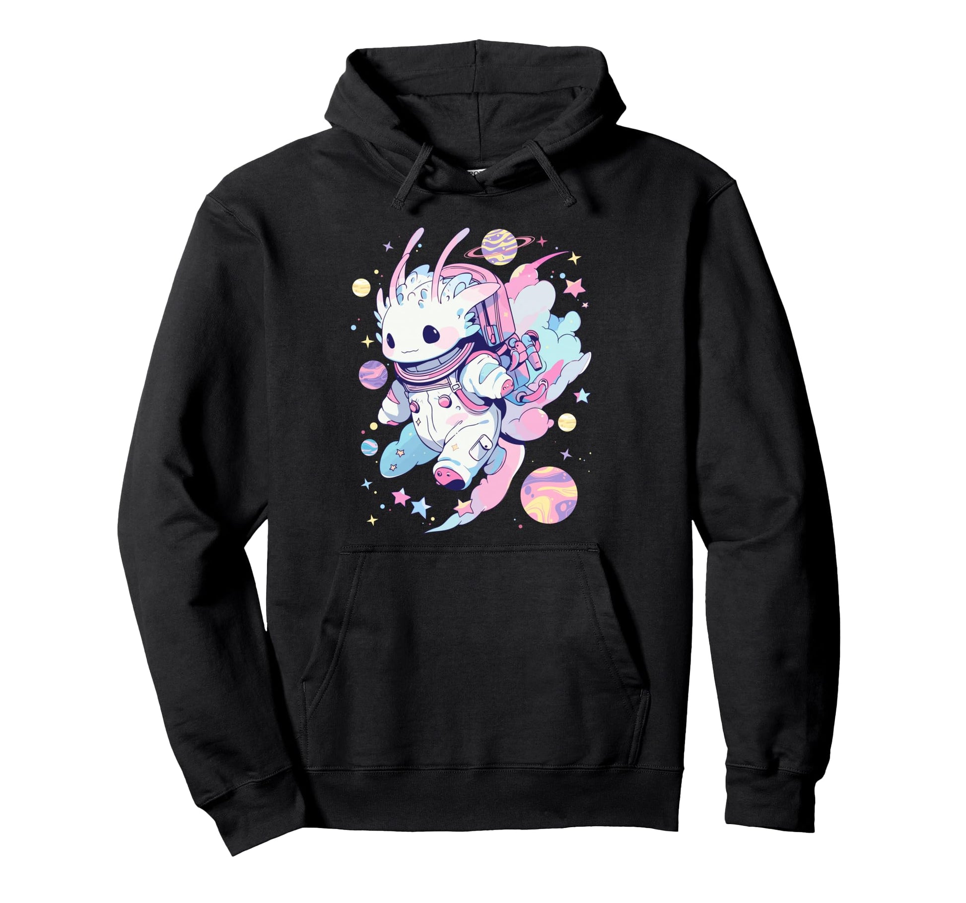 Space Galaxy Axolotl Pastel Goth Hoodie - Graphic Print for Adults - T-Shirt, Sweatshirt, Hoodie