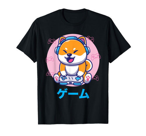 Shiba Inu Video Gaming Vaporwave T-Shirt - Aesthetic Graphic Unisex - T-Shirt, Sweatshirt, Hoodie