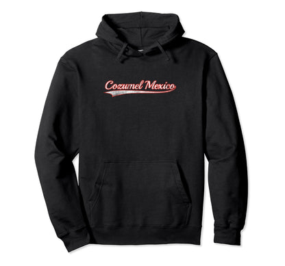 Cozumel Mexico Varsity Distressed Hoodie - Aesthetic Graphic Men Women - T-Shirt, Sweatshirt, Hoodie