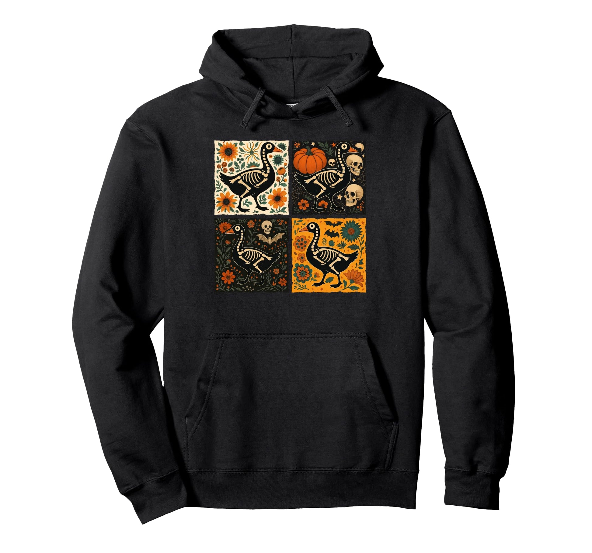 Funny Skeleton Goose Pumpkin Boho Hoodie - Streetwear Style Men Women - T-Shirt, Sweatshirt, Hoodie