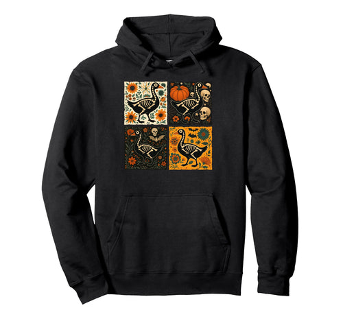 Funny Skeleton Goose Pumpkin Boho Hoodie - Streetwear Style Men Women - T-Shirt, Sweatshirt, Hoodie