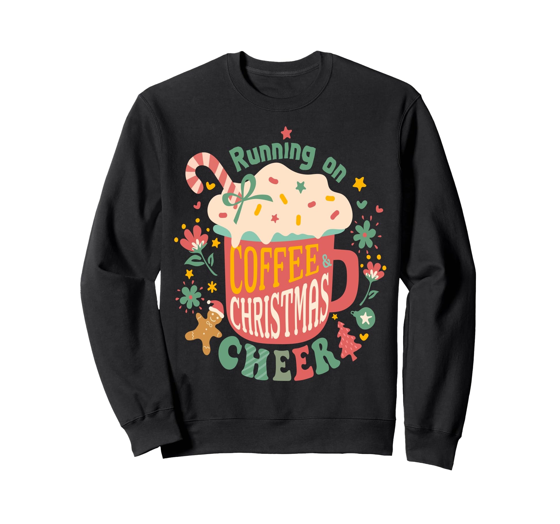 Running Coffee Boho Cheer Latte Sweatshirt - Streetwear Style for Adults - T-Shirt, Sweatshirt, Hoodie
