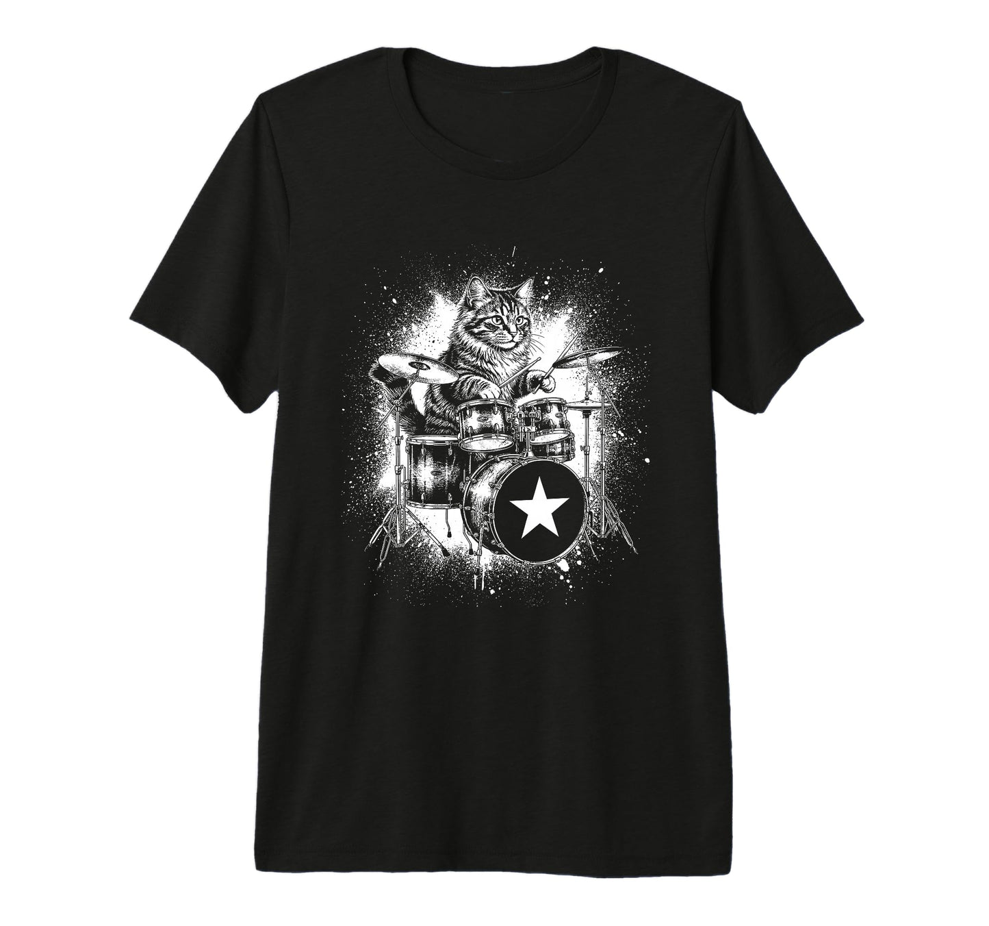 Rock Punk Rockstar Kitten Cat Drummer T-Shirt - Trendy Graphic Men Women - T-Shirt, Sweatshirt, Hoodie