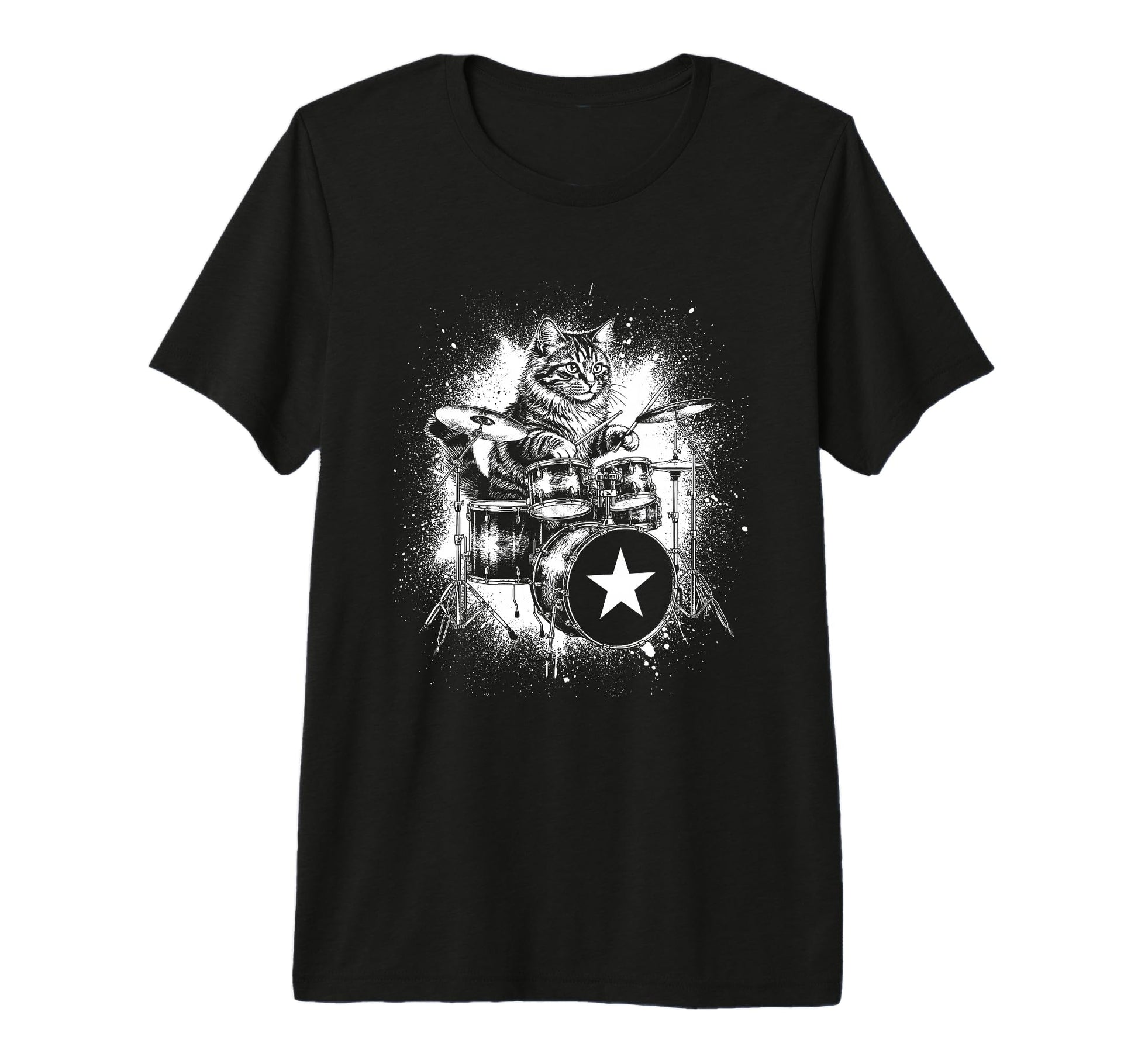 Rock Punk Rockstar Kitten Cat Drummer T-Shirt - Trendy Graphic Men Women - T-Shirt, Sweatshirt, Hoodie
