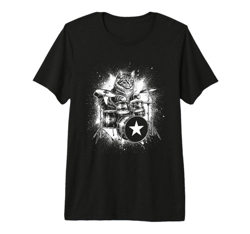 Rock Punk Rockstar Kitten Cat Drummer T-Shirt - Trendy Graphic Men Women - T-Shirt, Sweatshirt, Hoodie