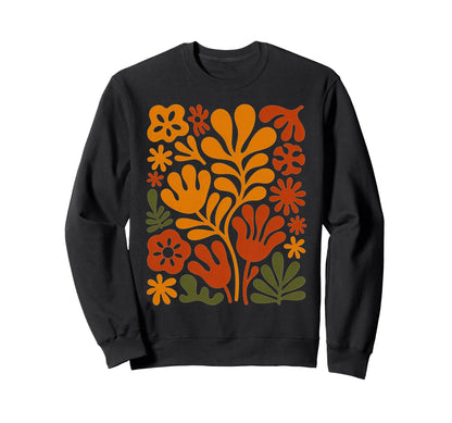 Boho Abstract Floral Terracotta Sweatshirt - Custom Art Print Men Women - T-Shirt, Sweatshirt, Hoodie