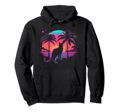 Cat Vaporwave Retrowave Aesthetic Hoodie - Graphic Print Men Women - T-Shirt, Sweatshirt, Hoodie