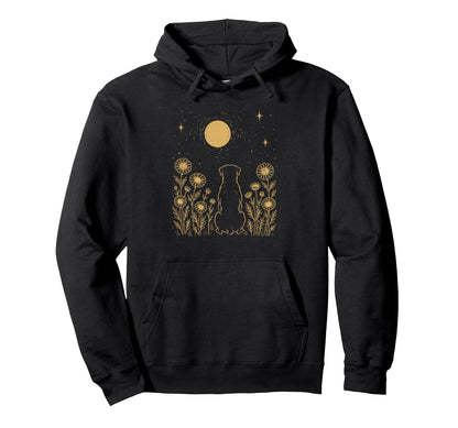 Boho Floral Rottweiler Moon Hoodie - Custom Art Print for Adults - T-Shirt, Sweatshirt, Hoodie