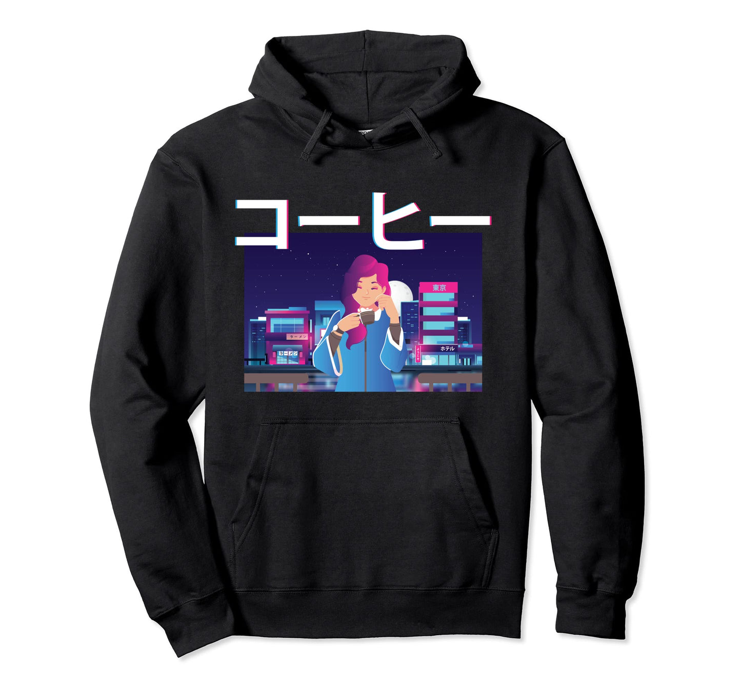 Manga Anime Vaporwave Aesthetic Coffee Hoodie - Aesthetic Graphic Unisex - T-Shirt, Sweatshirt, Hoodie