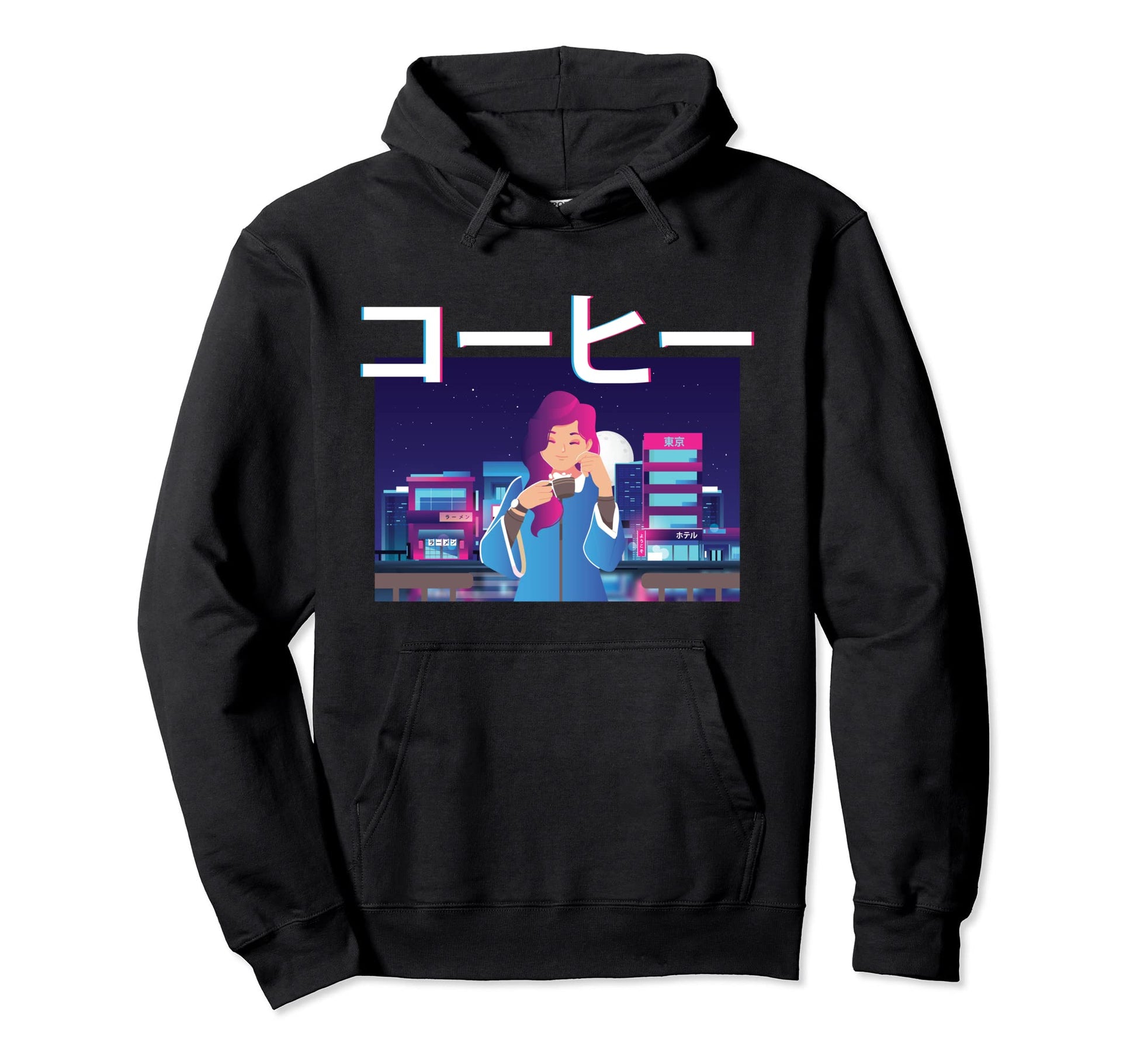 Manga Anime Vaporwave Aesthetic Coffee Hoodie - Aesthetic Graphic Unisex - T-Shirt, Sweatshirt, Hoodie