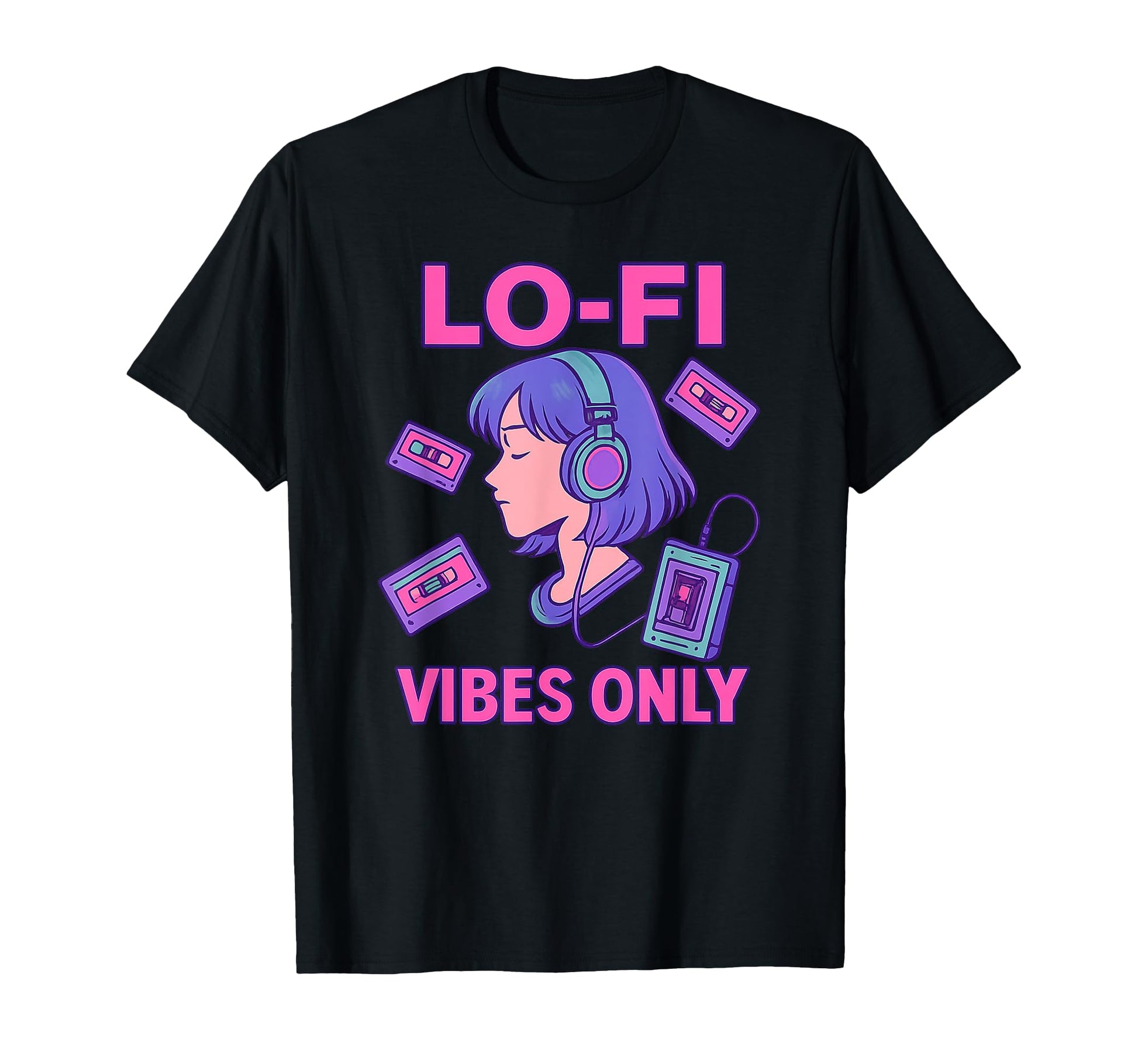 Lo Fi Vibes Only Anime Pixel Cassette T-Shirt - Graphic Print for Adults - T-Shirt, Sweatshirt, Hoodie