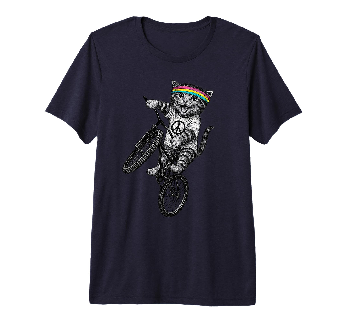 Cat Bike Kitten Wheelie Trick Cycling T-Shirt - Minimalist Print Unisex - T-Shirt, Sweatshirt, Hoodie