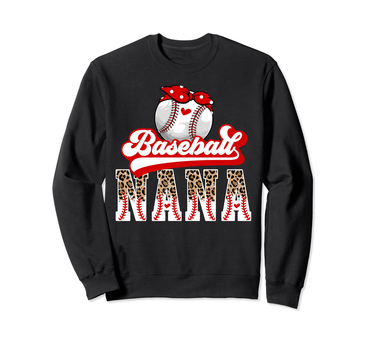 Baseball Nana Leopard Grandma Nana Sweatshirt - Graphic Print Unisex - T-Shirt, Sweatshirt, Hoodie