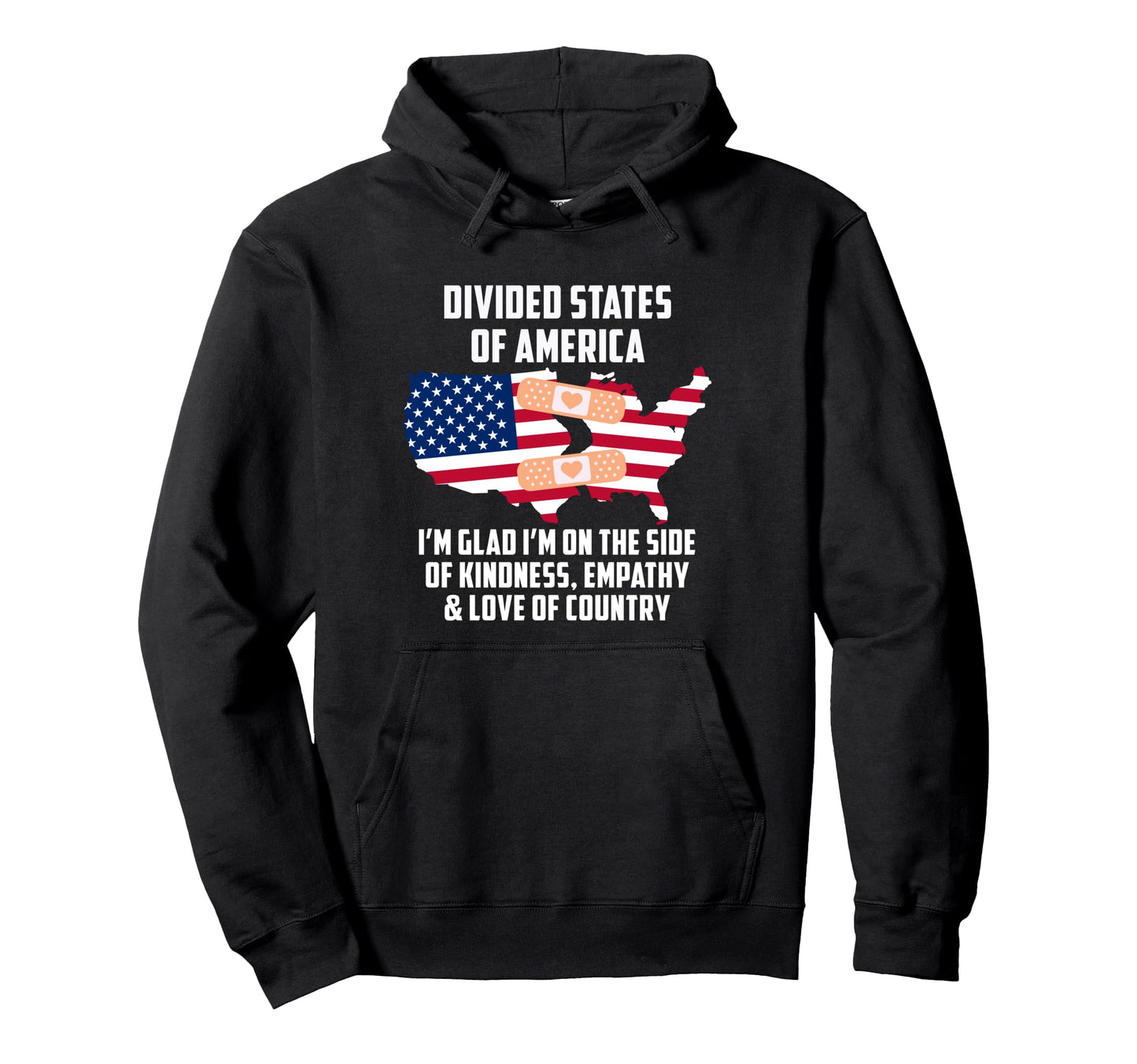 Divided States America Patriotic Love Hoodie - Custom Art Print Unisex - T-Shirt, Sweatshirt, Hoodie