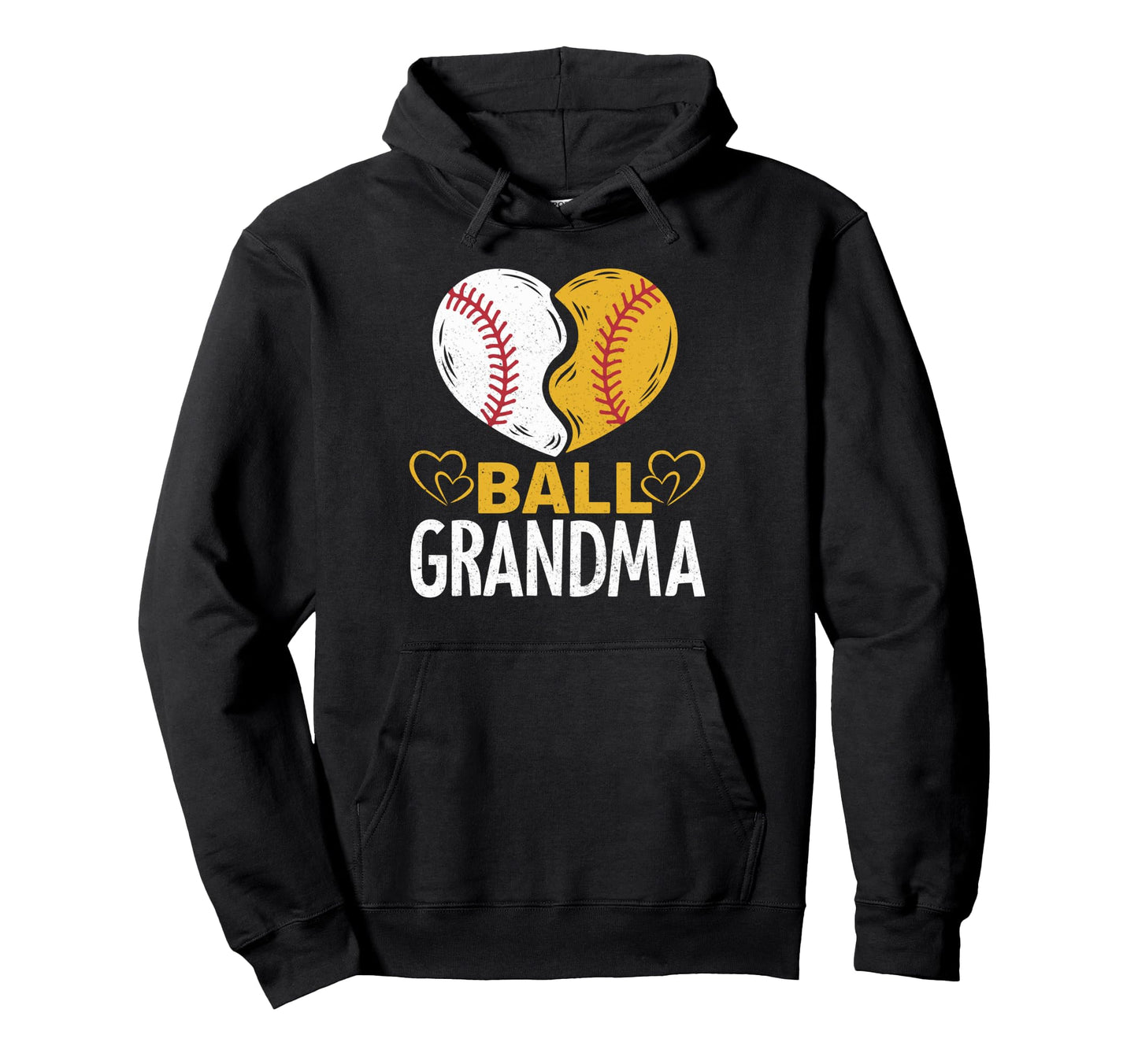 Ball Grandma Baseball Heart Proud Hoodie - Aesthetic Graphic Unisex - T-Shirt, Sweatshirt, Hoodie