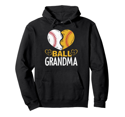 Ball Grandma Baseball Heart Proud Hoodie - Aesthetic Graphic Unisex - T-Shirt, Sweatshirt, Hoodie