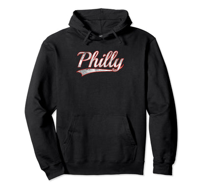 Philly Varsity Distressed Throwback Hoodie - Unique Graphic Men Women - T-Shirt, Sweatshirt, Hoodie
