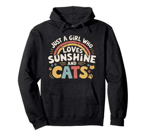 Just Who Loves Sunshine And Cats Hoodie - Casual Everyday Wear for Adults - T-Shirt, Sweatshirt, Hoodie