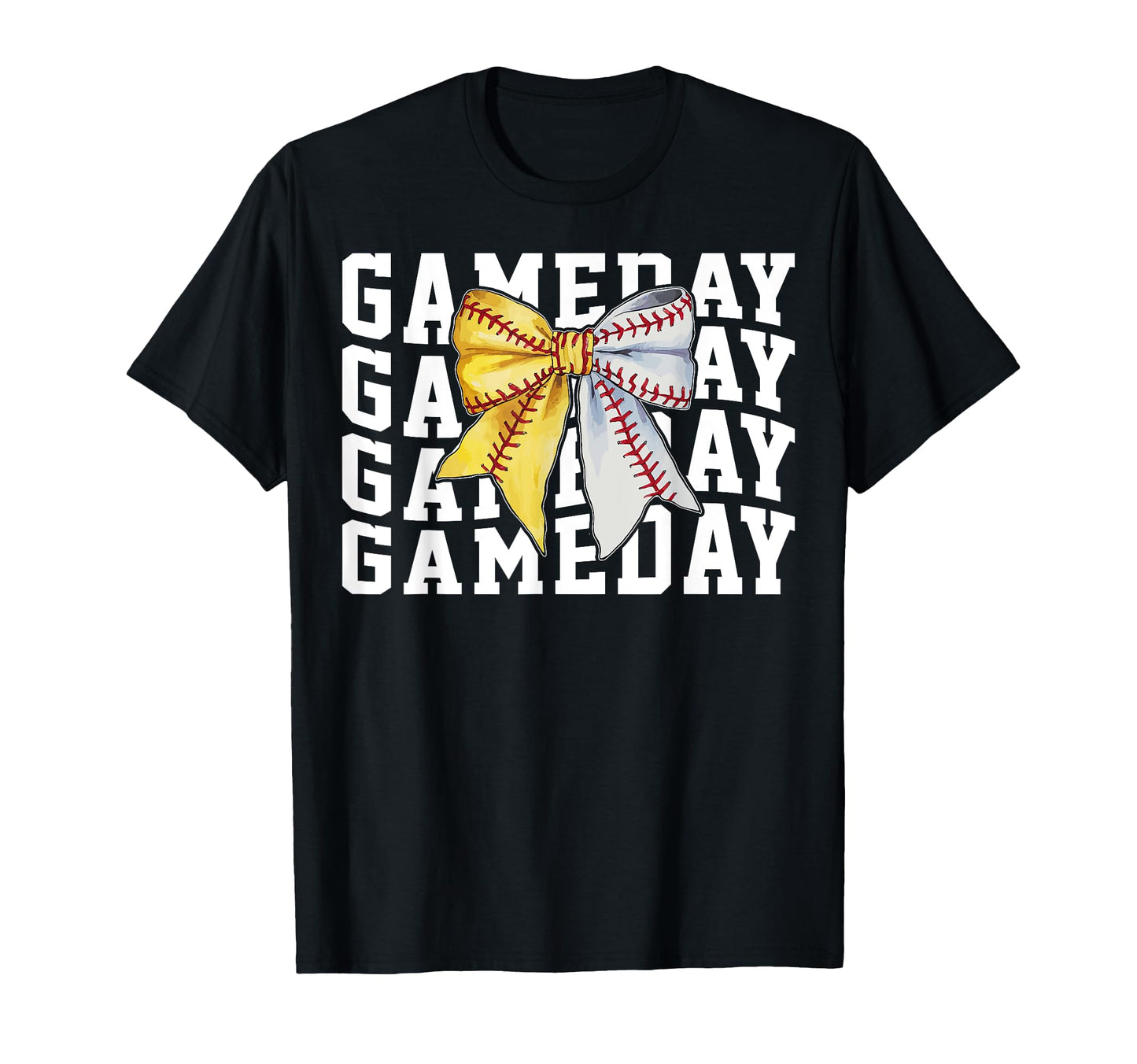 Game Day Coquette Bow Softball T-Shirt - Custom Art Print Men Women - T-Shirt, Sweatshirt, Hoodie