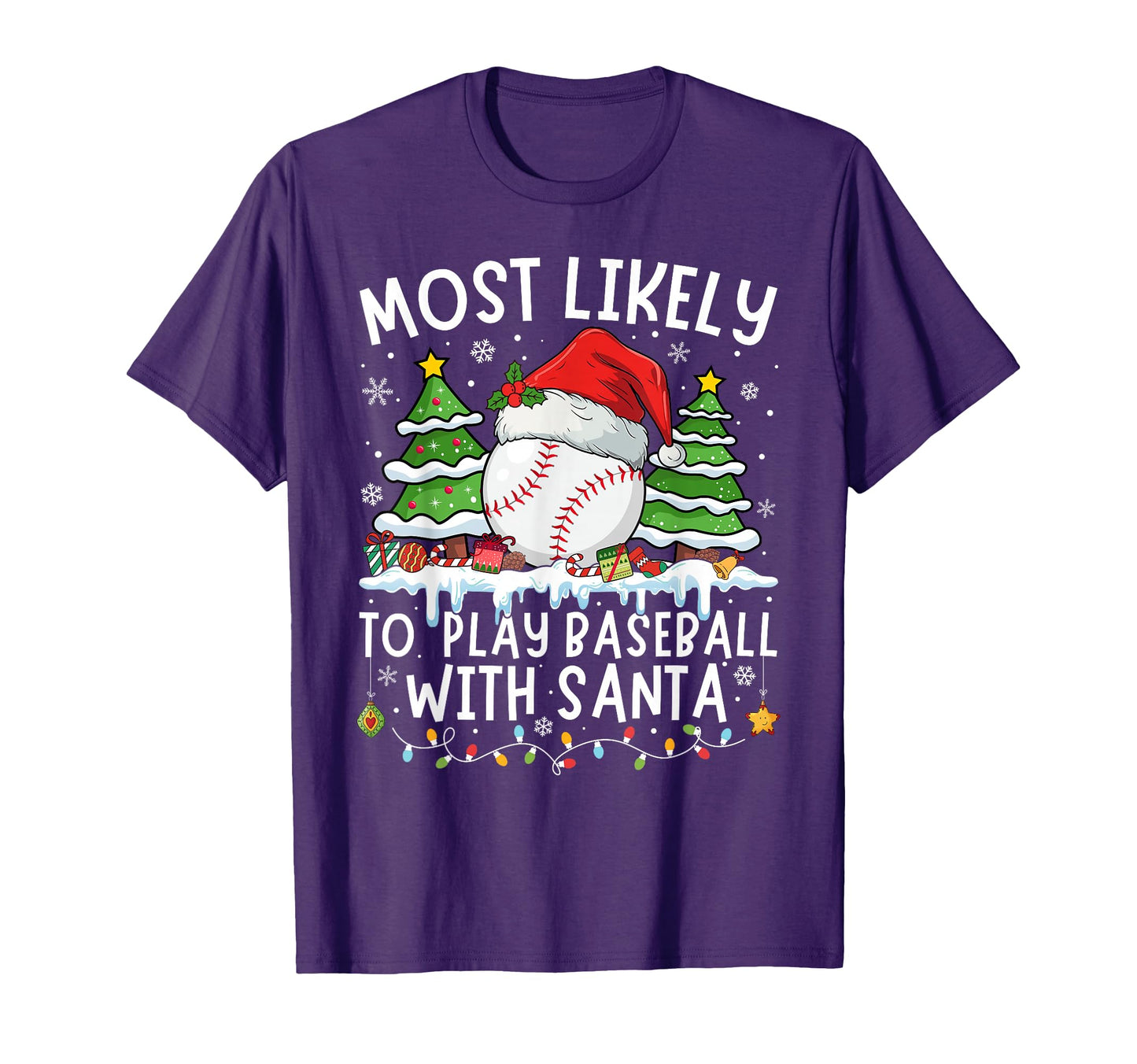 Most Likely To Play Baseball Santa T-Shirt - Minimalist Print Men Women - T-Shirt, Sweatshirt, Hoodie