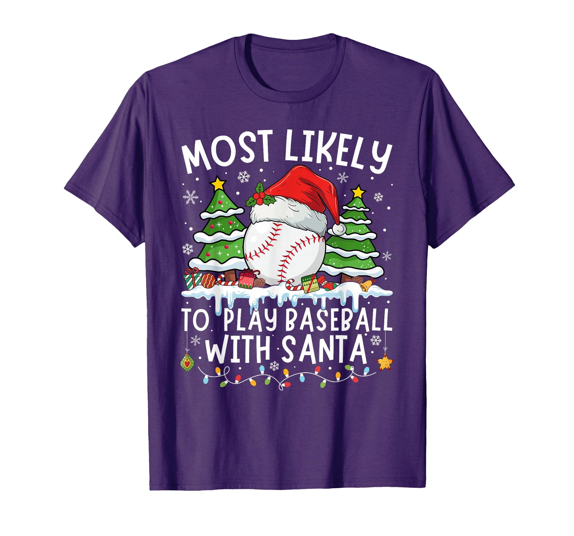 Most Likely To Play Baseball Santa T-Shirt - Minimalist Print Men Women - T-Shirt, Sweatshirt, Hoodie