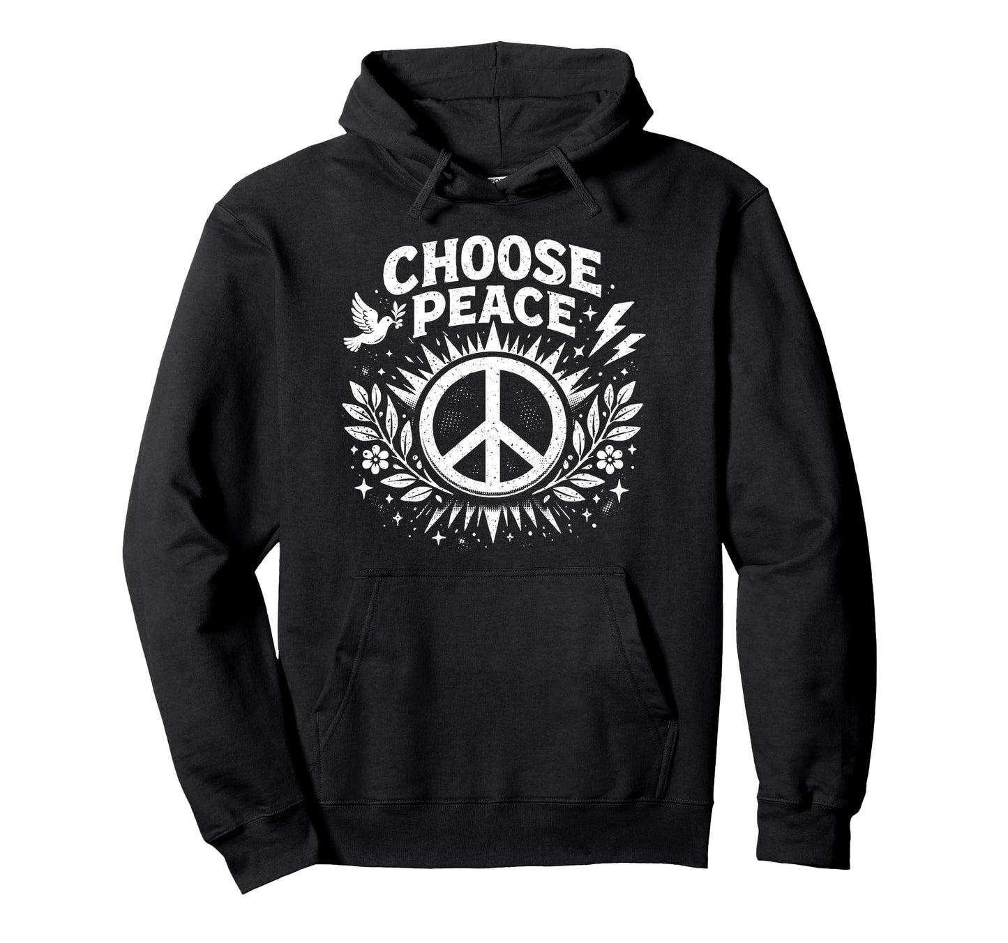 Choose Peace Boho Dove Laurel Positive Hoodie - Novelty Apparel Men Women - T-Shirt, Sweatshirt, Hoodie